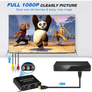 Hdmi-compatible To Av Converter 1080p Hdmi-compatible To Av 3rca Cvbs Composite Video 3.5mm Aux Audio Adapter Black