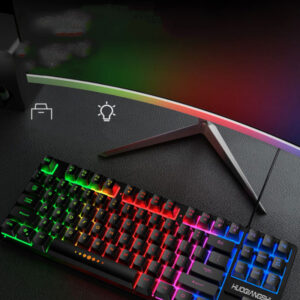 Backlight Keyboard Laptop Computer Office Typing Wired External USB Portable Membrane 87 Keys Gaming Keyboard Black