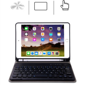 For iPad 10.2 Tablet Touch Keyboard Textured PU Leather Cover Wireless Bluetooth3.0 Connect Overall Protection Stand Function  blue_iPad 10.2 regular version