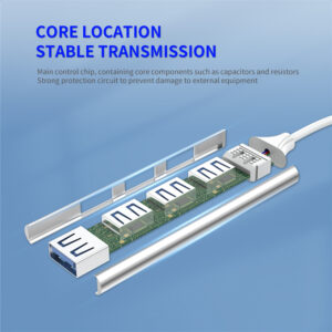 USB C Hub 4-Port USB Hub Slim Mini Data Adapter Multiport Dongle With Cable For Laptop PC Printer Flash Drive