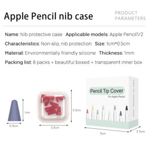 8pcs/set Silicone Case for Apple Pencil Pocket Cover Accessories for iPad Pro Soft Grip Nib Covers green