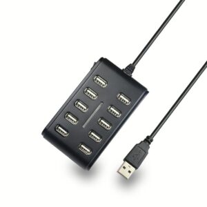 10-in-1 Usb Hub 10 Ports 5v 500mA 480Mbps Portable Usb2.0 Interface Equipment Black
