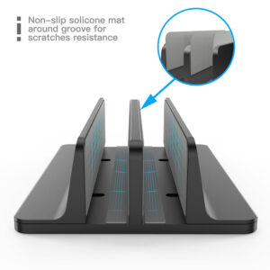 Vertical Laptop Stand Computer Desktop Display Holder Storage Shelves Stand Base for Home Office Silver