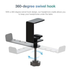 Headphone Hook 360 Degree Rotation Metal Earphone Hook Black