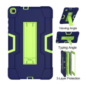 For Samsung Tab A T290 T295 PC+ Silicone Hit Color Armor Case Tri-proof Shockproof Dustproof Anti-fall Protective Tablet Cover  Navy + Rose