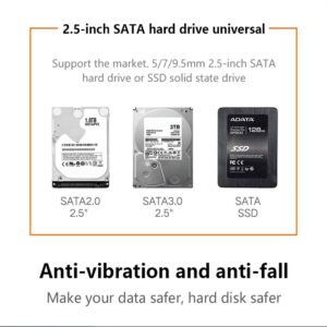 Usb 3.0 Sata External Hard Drive Case 2.5 Inch Enclosure Plug-play Caddy Hdd Ssd For Windows black
