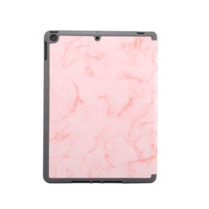 For iPad Pro 10.2 2019 Tablet Cover Marbling Pattern PU Leather Pen Loops Anti-fall Anti-scrach Anti-slip Protect Shell Tri-fold Tablet Case gray