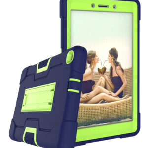 For Samsung Tab A T290 T295 PC+ Silicone Hit Color Armor Case Tri-proof Shockproof Dustproof Anti-fall Protective Tablet Cover  Black + blue