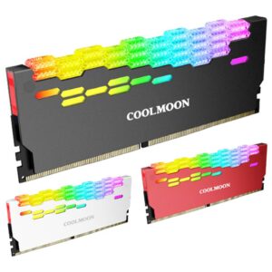 Coolmoon Ra-2 Ram Cooler High Efficiency 5v Argb Memory Module Heat Sink Light Effect Desktop Computer Memory Cooler White