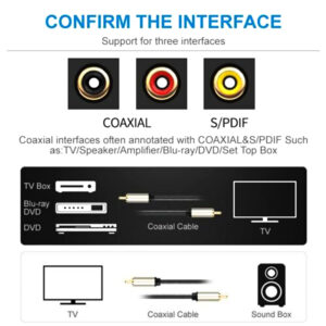 Hifi 5.1 Spdif Rca To Rca Male To Male Coaxial Cable Connector Nylon Braid Cable 2 meters