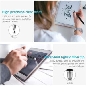 Stylus Pen Capacitive Touch Screen High Accuracy Active Stylus Pen +Rubber Nib+Fiber Nib black