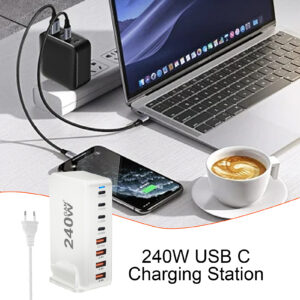 240W USB Charger Hub 4 USB A 4 USB C Hub PD Adapter Charging Block Plug Adapter