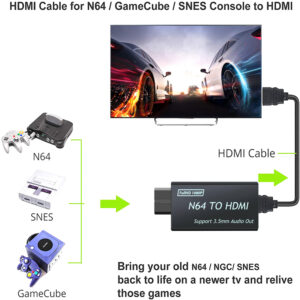 N64 To Hdmi-compatible Converter High-definition Multimedia Signal Adapter Cable Black