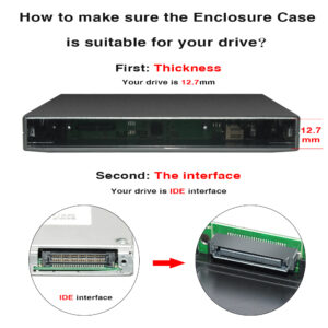 12.7mm Thick Usb 2.0 Ide Portable Optical Drive Box SATA Hard Disk Interface Black