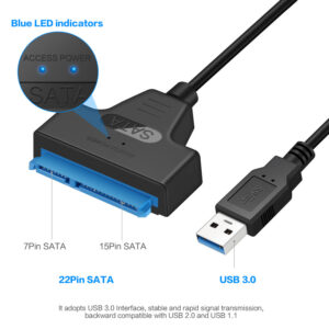 Usb3.1 To Sata Easy  Drive  Cable With Led Indicator Type-c Usb3.0 2-in-1 Hard Drive Adapter Cable Compatible For Windows/vista /xp black_50cm