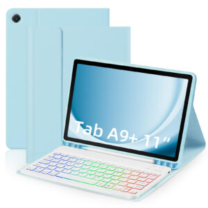 Wireless Tablet Cover RGB Keyboard Portable Keyboard Case Compatible For Galaxy Tab A9+ 11-inch (2023) SM-X210/X216/X218 green + RGB keyboard