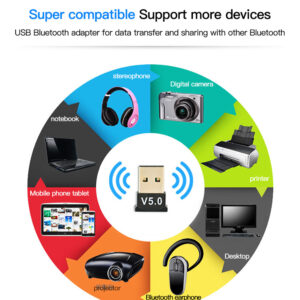 5.0 Bluetooth Adapter Usb Wireless Audio Music Stereo Adapter Dongle Receiver For Tv Pc V5.0