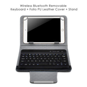 Wireless Bluetooth Keyboard For Tablet PU Leather Case Stand Cover +OTG+pen For Pad 7 8 Inch 9 10 Inch Golden_9/10 inch