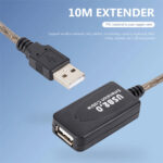 USB Extension Cable 5M 10M/16.4Ft 32.8Ft USB Type A Male To Female Extension Cord High Data Transfer Compatible For USB Flash Drive Hard Drive Card Reader Printer Keyboard Mouse 10 m