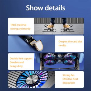 Tablet Cooling Fan Holder Folding Bracket Silent Radiator Notebook Stand Table Cooling Pad Accessories black