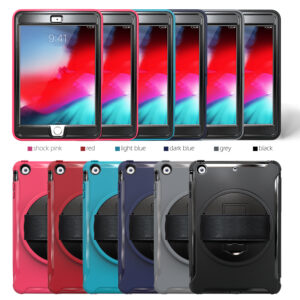 For ipad MINI 1 / 2 / 3 Wrist Handle Tri-proof Shockproof Dustproof Anti-fall Protective Cover with Bracket rose Red