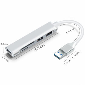 5-in-1 Usb 3.0 Extender Splitter Multi-port Type-c Hub Aluminum Alloy Docking Station Computer Accessories silver