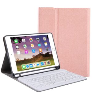 For iPad 10.2 Tablet Touch Keyboard Textured PU Leather Cover Wireless Bluetooth3.0 Connect Overall Protection Stand Function rose gold_iPad 10.2 regular version