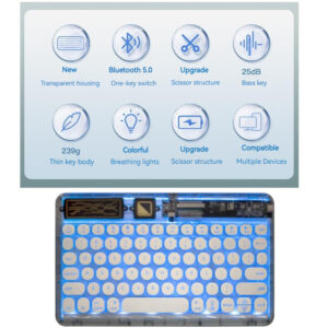 Transparent Wireless Keyboard Bluetooth Mute Lightweight Portable