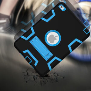 For IPAD MINI 4 PC+ Silicone Hit Color Armor Case Tri-proof Shockproof Dustproof Anti-fall Protective Cover Black + blue