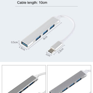USB C Hub 4 Multi-Port USB Type-C Hub With USB2.0 USB3.0 OTG Function USB Splitter Adapter Compatible For Win7/8/10 type-C gray