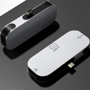 Type C To Minidp Connector Double Pd 3 In 1 Converter Usb2.0 Support 4k 8k Adapter grey