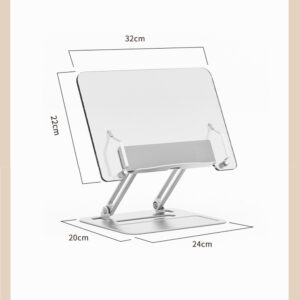Book Stand For Reading Height Adjustable Book Holder Hands Free Folding Reading Stand Aluminium Alloy Base For Displaying Cookbook Sheet Music Laptop Silver (wood grain aluminum